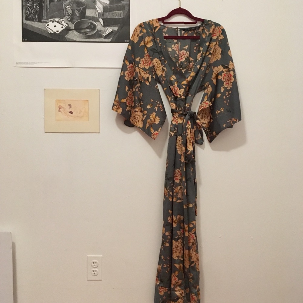 Zara Floral Kimono Style Jumpsuit